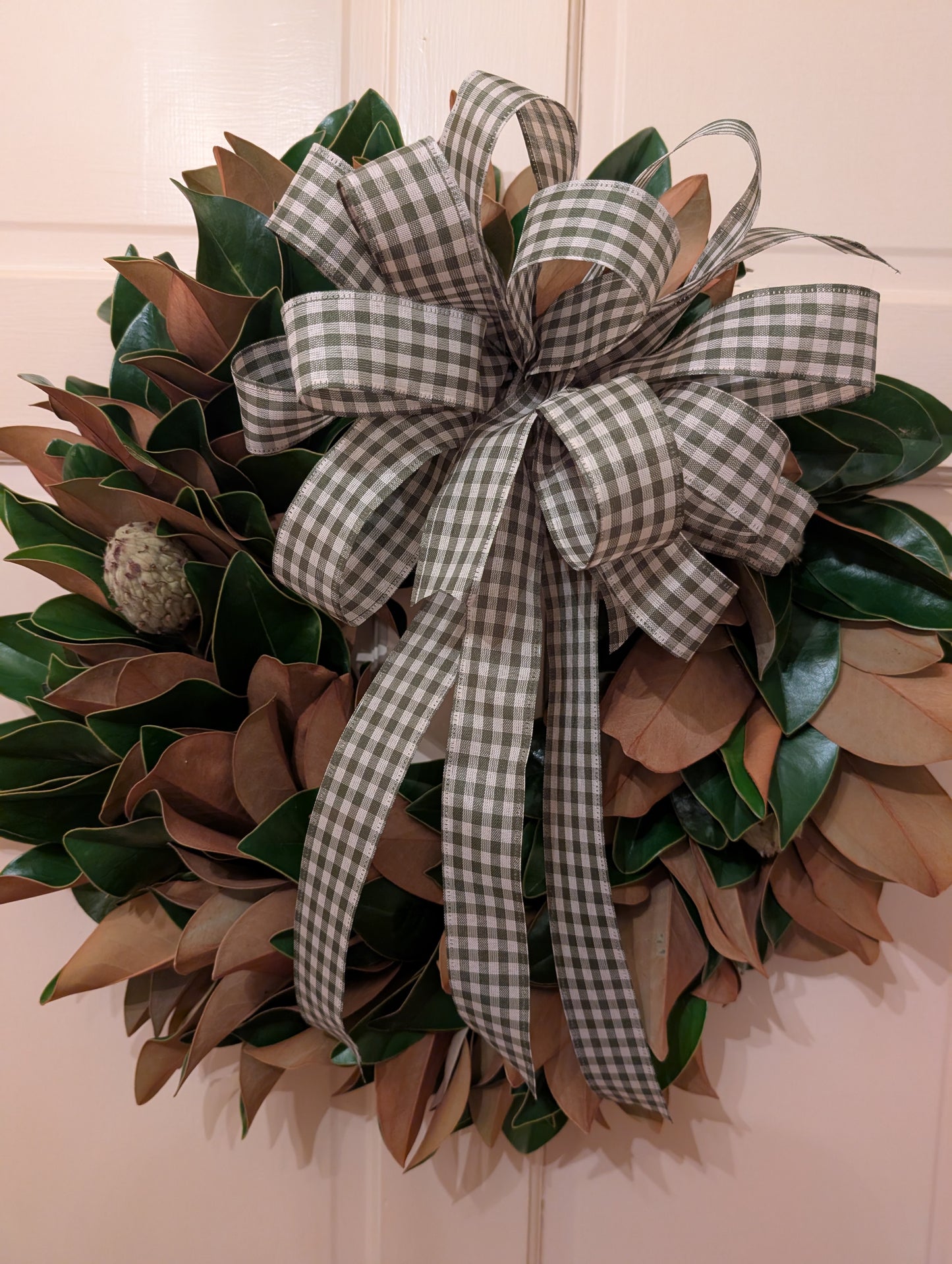 Lucknow Southern Olive Green Gingham Check Bow