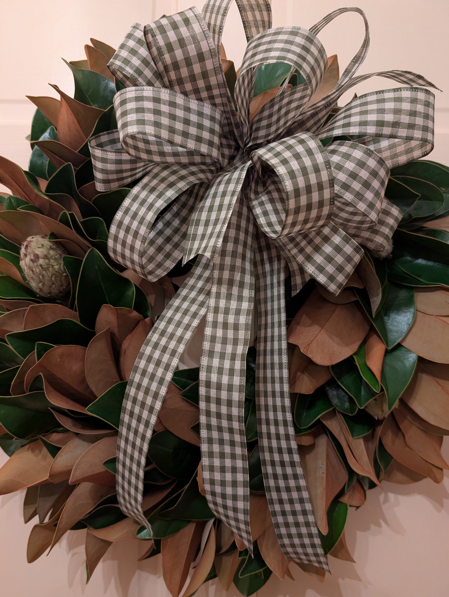 Lucknow Southern Olive Green Gingham Check Bow