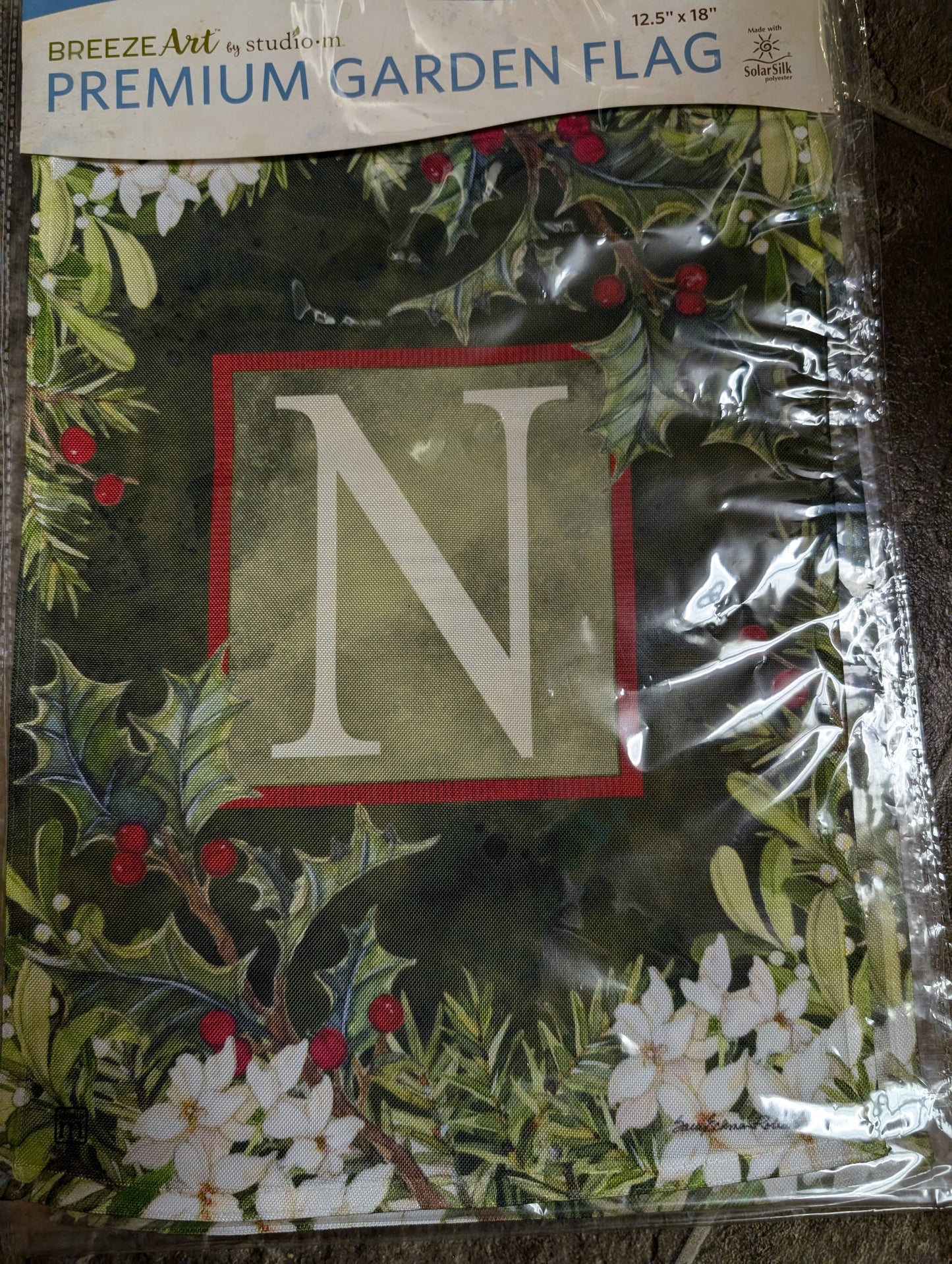 Premium Holiday Garden Flag with Monogram Choices